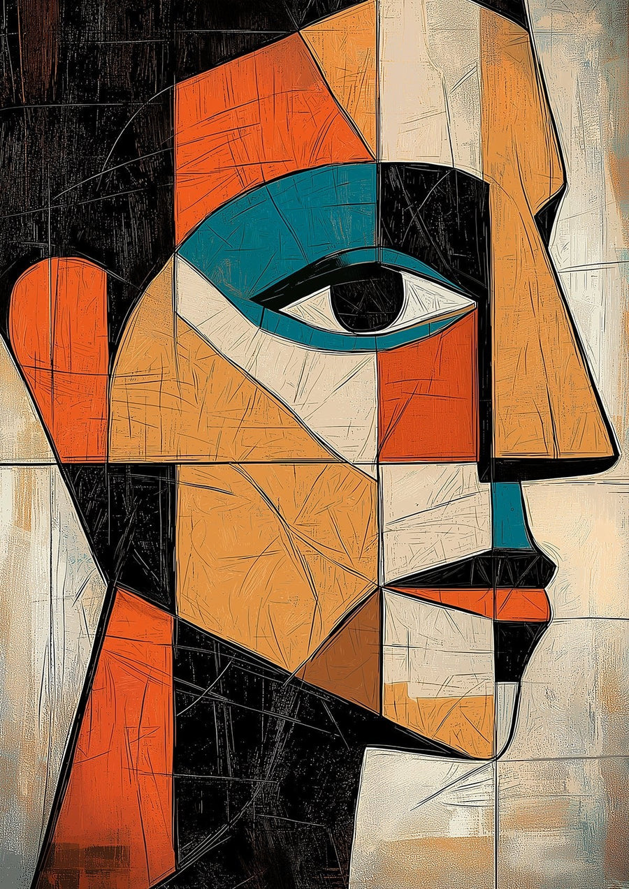 Cerulean Thought Cubism Artwork