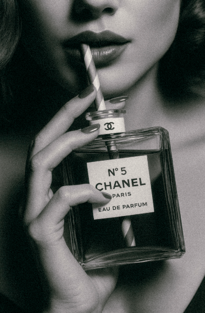 Chanel No.5 Drinking Perfume Vintage Photograph