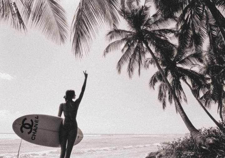 Chanel Vintage Surfer Girl Fashion Wall Art frame
