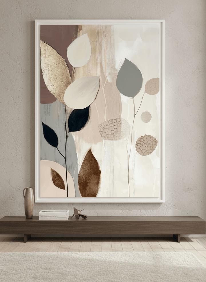 Monumental artwork centred on a feature wall in a luxe interior