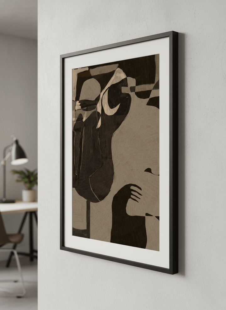 Contemporary wall art featured in a bright modern office workspace