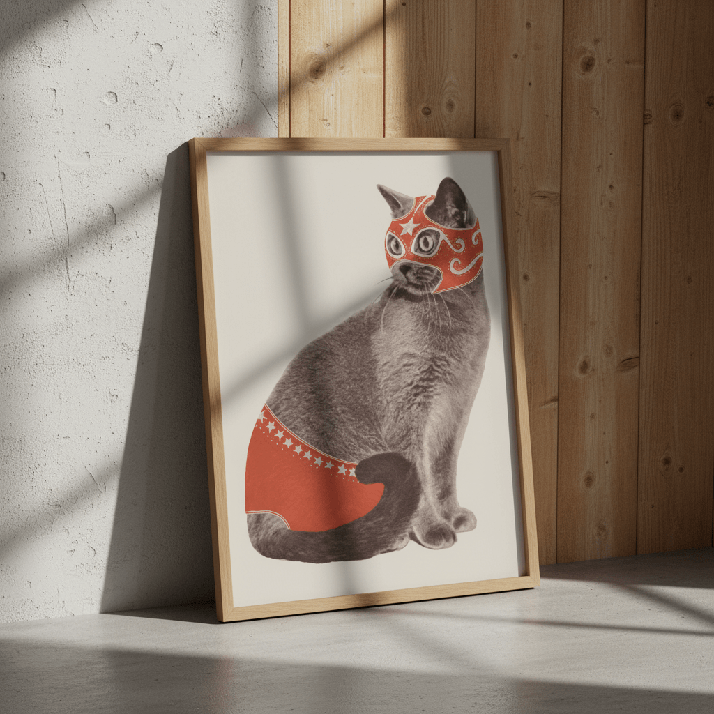 Chat Catcheur by Florent Bodart wall - art - picture - poster