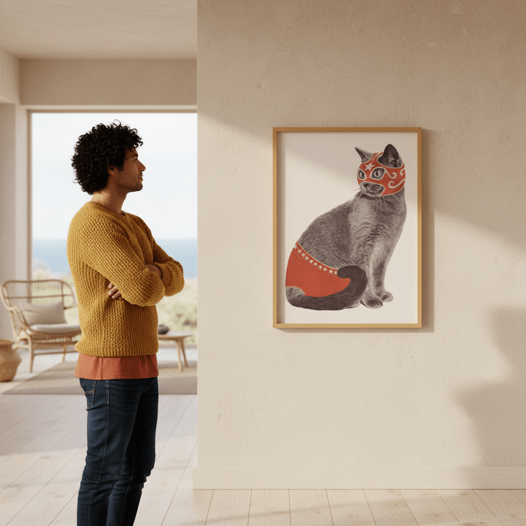 Chat Catcheur by Florent Bodart wall - art - picture - poster