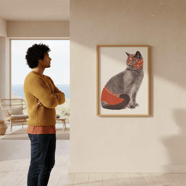 Chat Catcheur by Florent Bodart wall - art - picture - poster