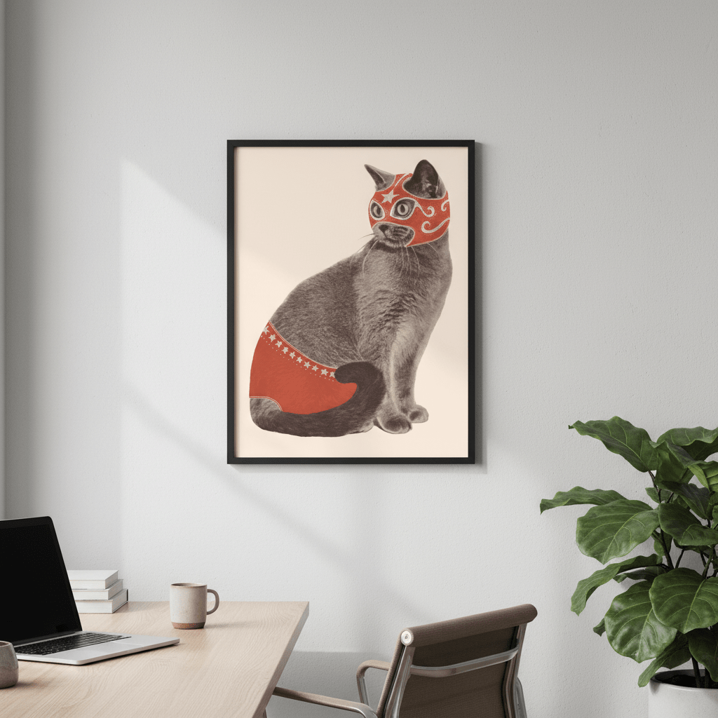 Chat Catcheur by Florent Bodart wall - art - picture - poster