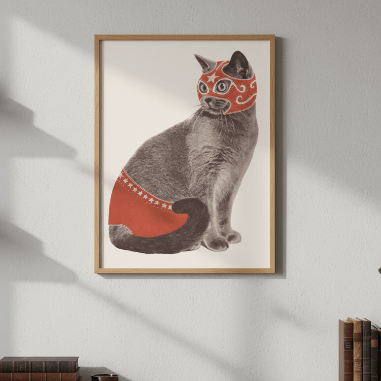 Chat Catcheur by Florent Bodart wall - art - picture - poster