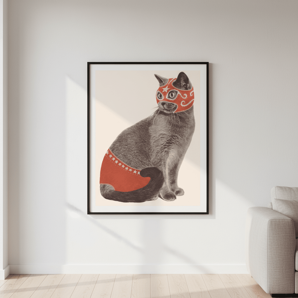 Chat Catcheur by Florent Bodart wall - art - picture - poster