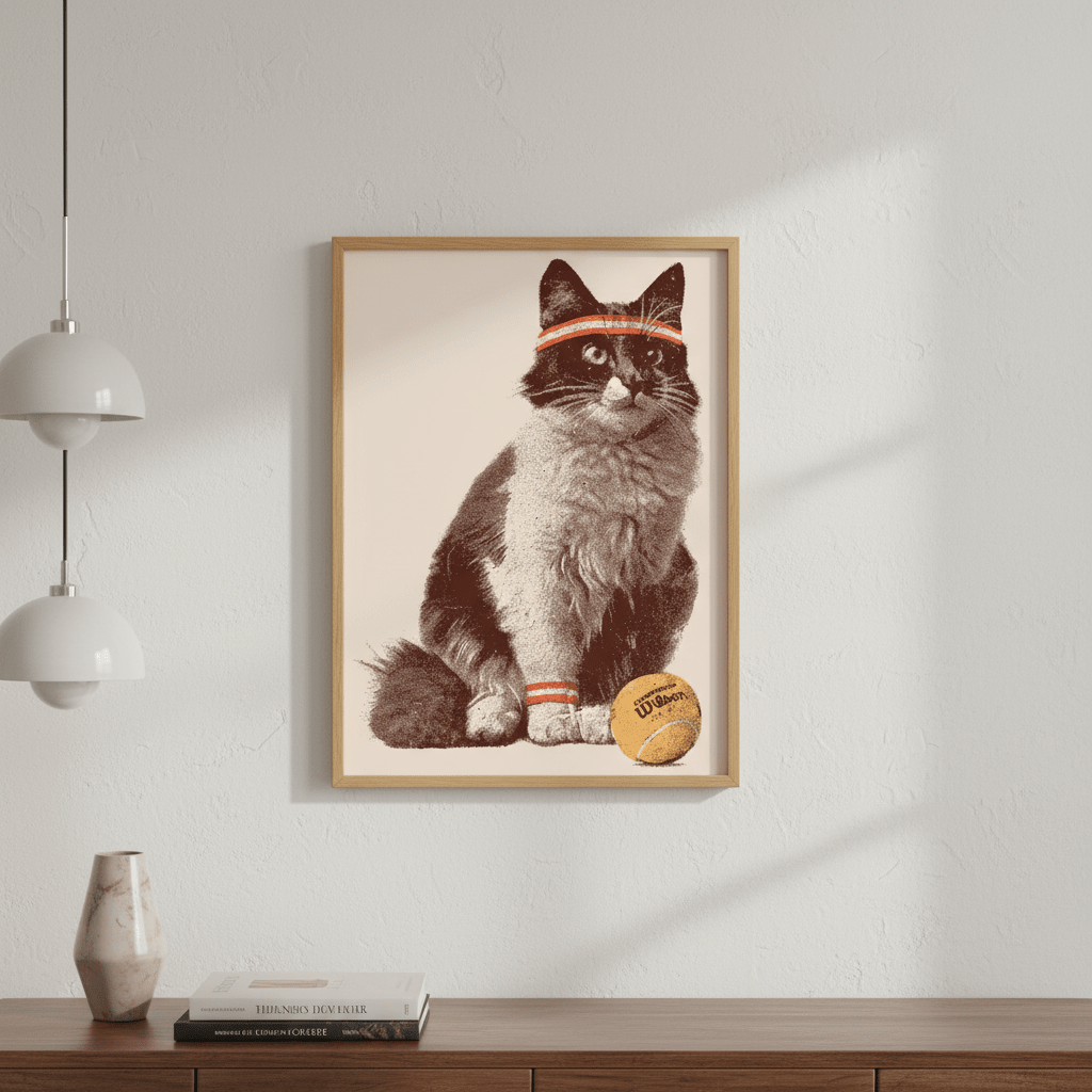 Chat Tennis by Florent Bodart wall - art - picture - poster