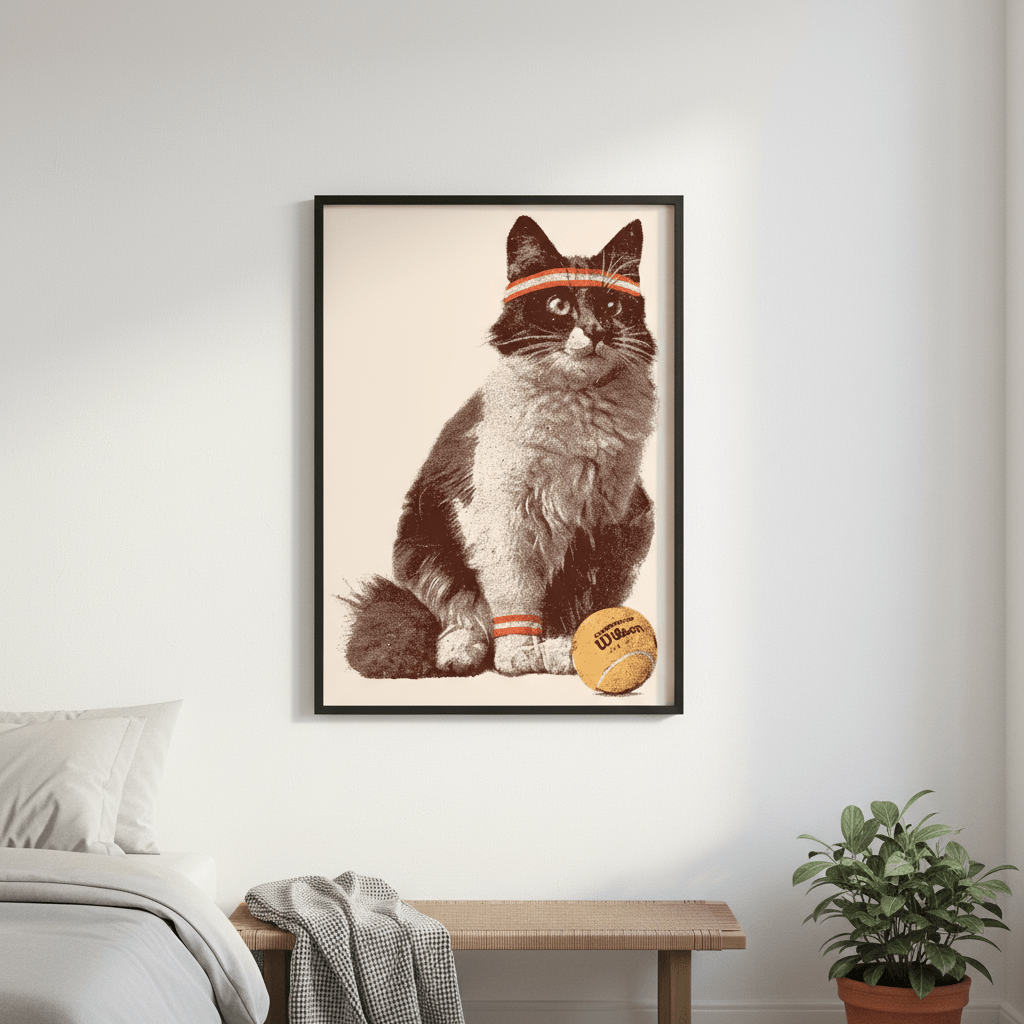 Chat Tennis by Florent Bodart wall - art - picture - poster