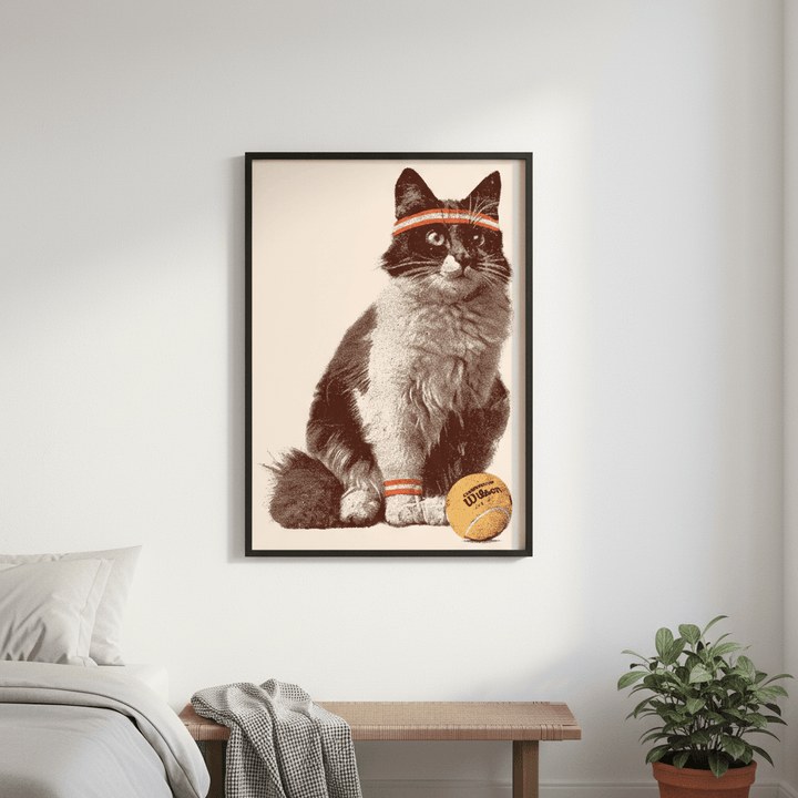 Chat Tennis by Florent Bodart wall - art - picture - poster