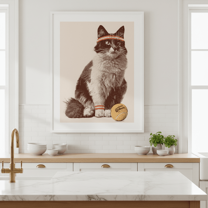Chat Tennis by Florent Bodart wall - art - picture - poster