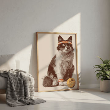 Chat Tennis by Florent Bodart wall - art - picture - poster