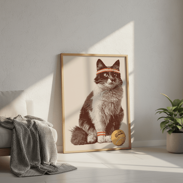 Chat Tennis by Florent Bodart wall - art - picture - poster