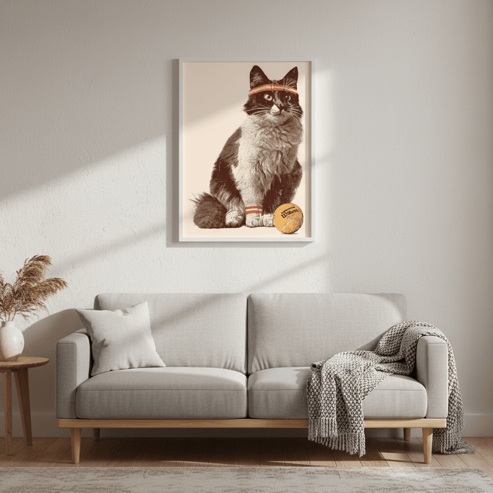 Chat Tennis by Florent Bodart wall - art - picture - poster