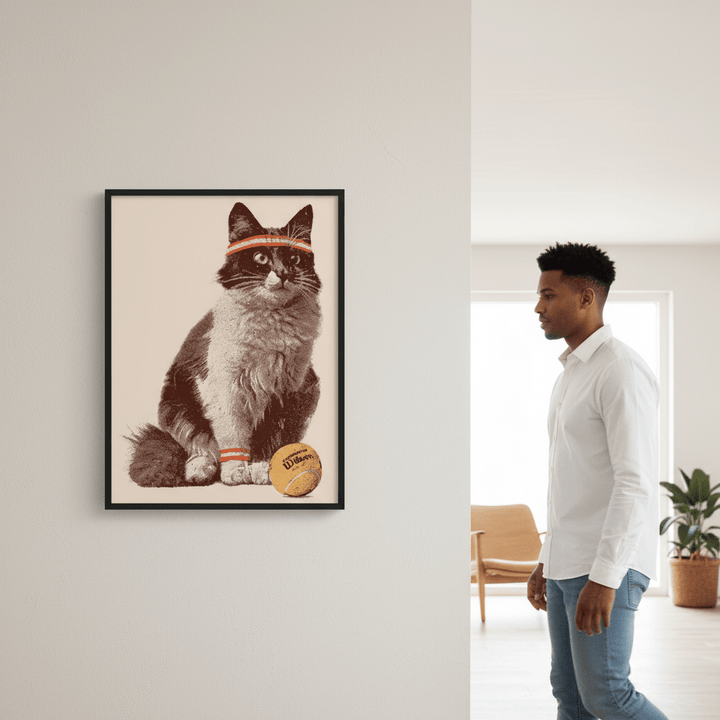 Chat Tennis by Florent Bodart wall - art - picture - poster