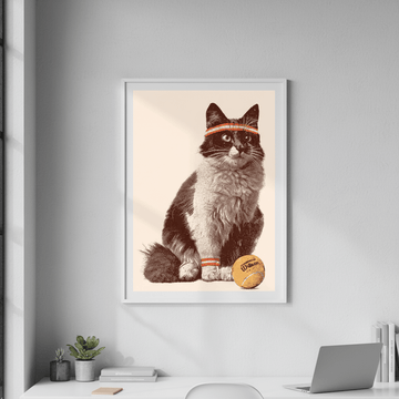 Chat Tennis by Florent Bodart wall - art - picture - poster