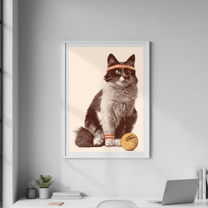 Chat Tennis by Florent Bodart wall - art - picture - poster