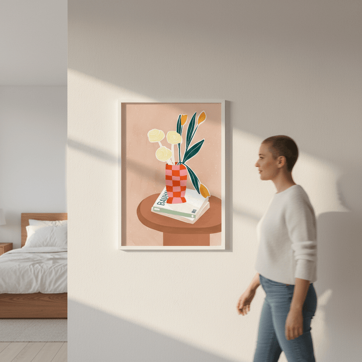 Checked Vase by Bea Muller wall - art - picture - poster