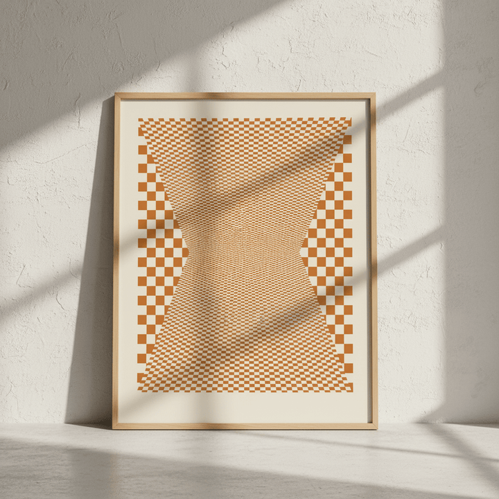 Checkered Orange Tiles wall - art - picture - poster