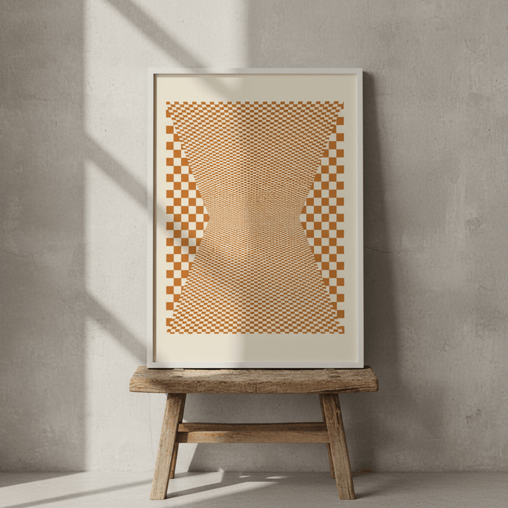 Checkered Orange Tiles wall - art - picture - poster