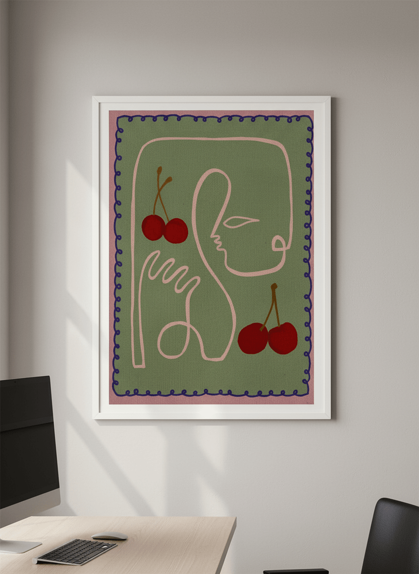 Contemporary wall art featured in a bright modern office workspace