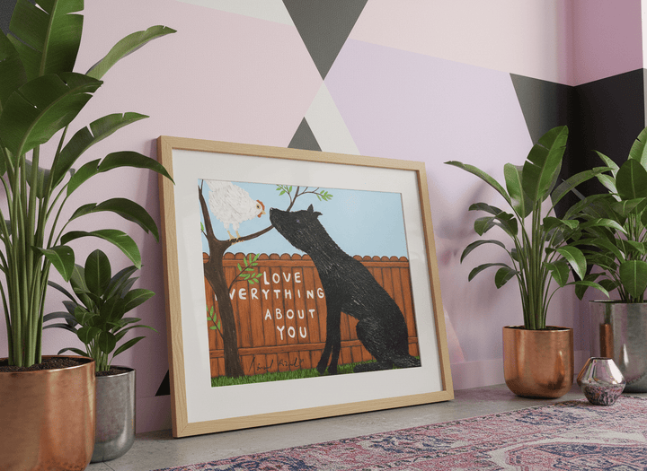 Bold wall art styled in a colourful, eclectic modern home