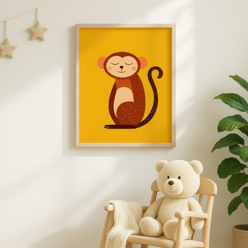 Children's Cheeky Monkey Wall Art Print wall - art - picture - poster
