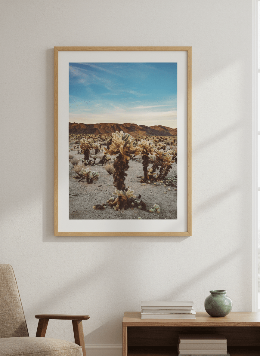 Modern wall art styled above a sofa in a neutral living room