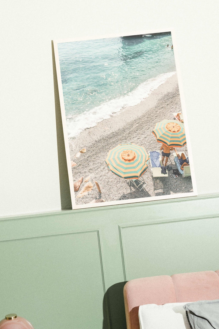 Cinque Terre Umbrella Beach Photography Print wall - art - picture - poster