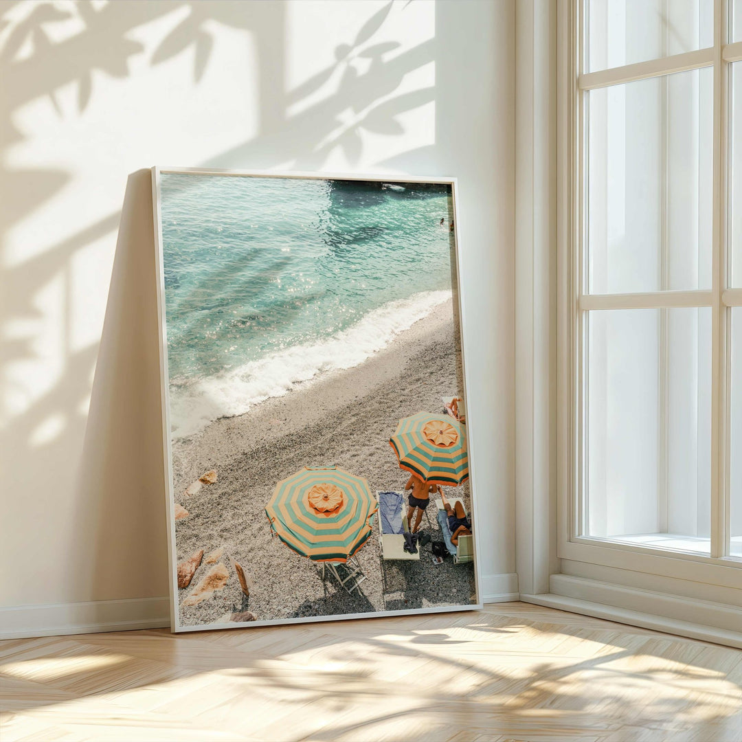 Cinque Terre Umbrella Beach Photography Print wall - art - picture - poster