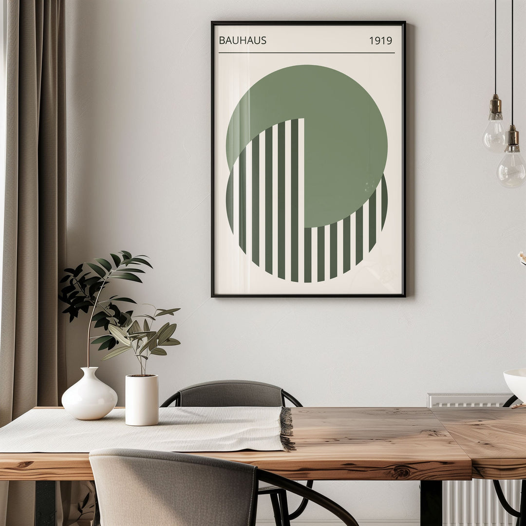 Circles with Vivid Vertical Lines by Bauhaus - Style My Wall