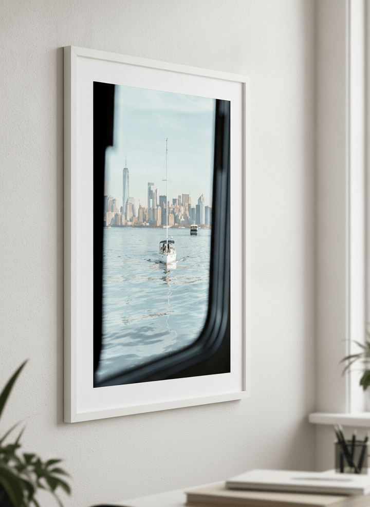 Contemporary wall art featured in a bright modern office workspace