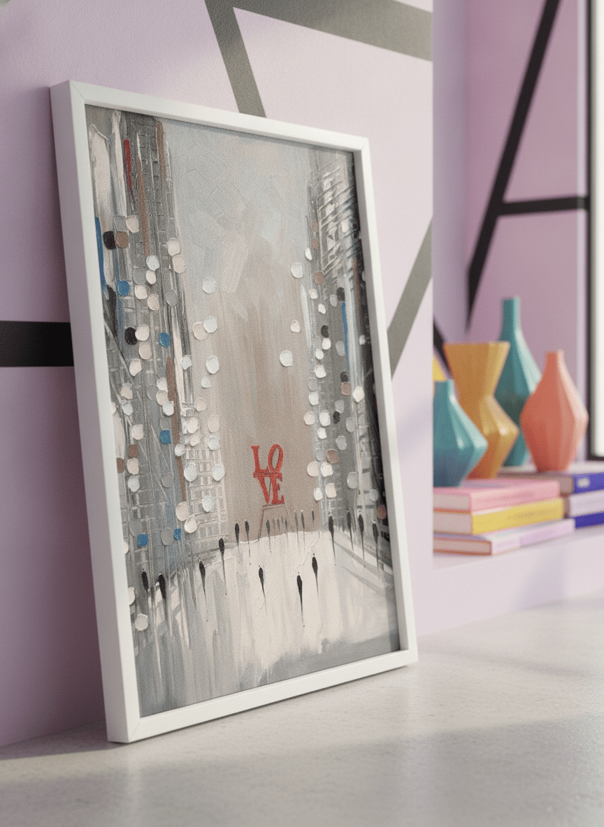 Bold wall art styled in a colourful, eclectic modern home