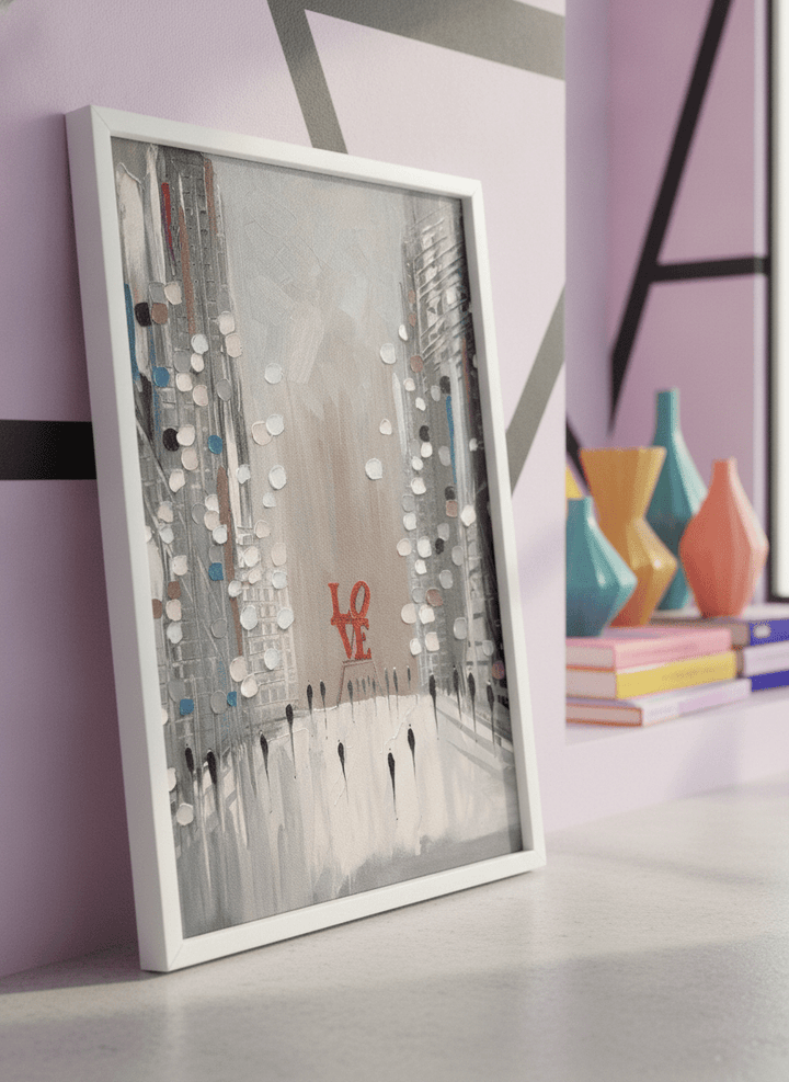 Bold wall art styled in a colourful, eclectic modern home