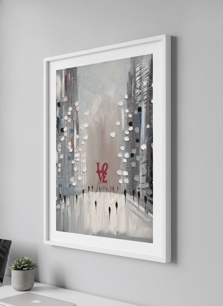 Contemporary wall art featured in a bright modern office workspace
