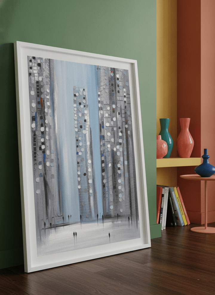 Bold wall art styled in a colourful, eclectic modern home