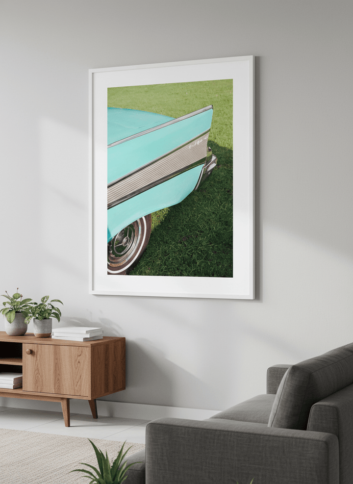 Modern wall art styled above a sofa in a neutral living room