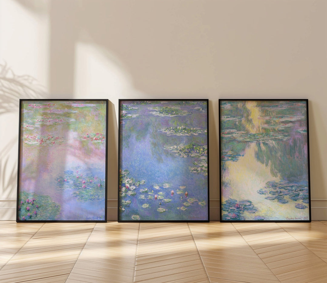 Claude Monet Exhibition Water Lillies Trio wall - art - picture - poster