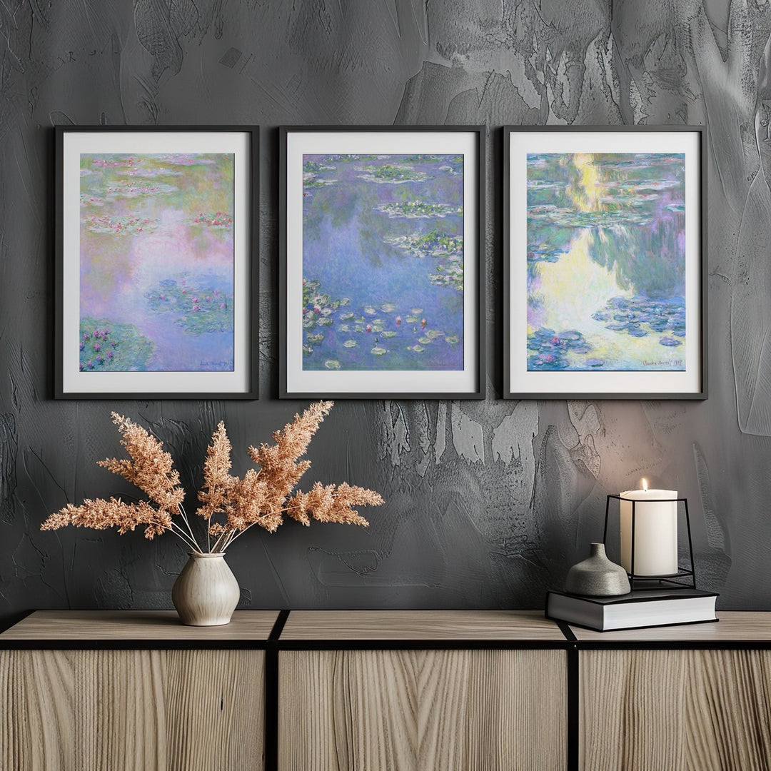 Claude Monet Exhibition Water Lillies Trio wall - art - picture - poster