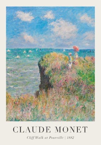 Cliff Walk At Pourville Green Wall Art by Claude Monet