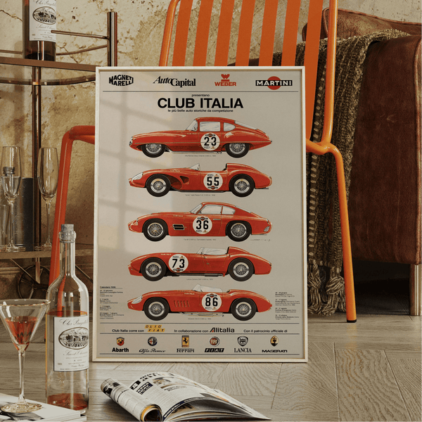 Club Italia Vintage Car Poster Wall Art