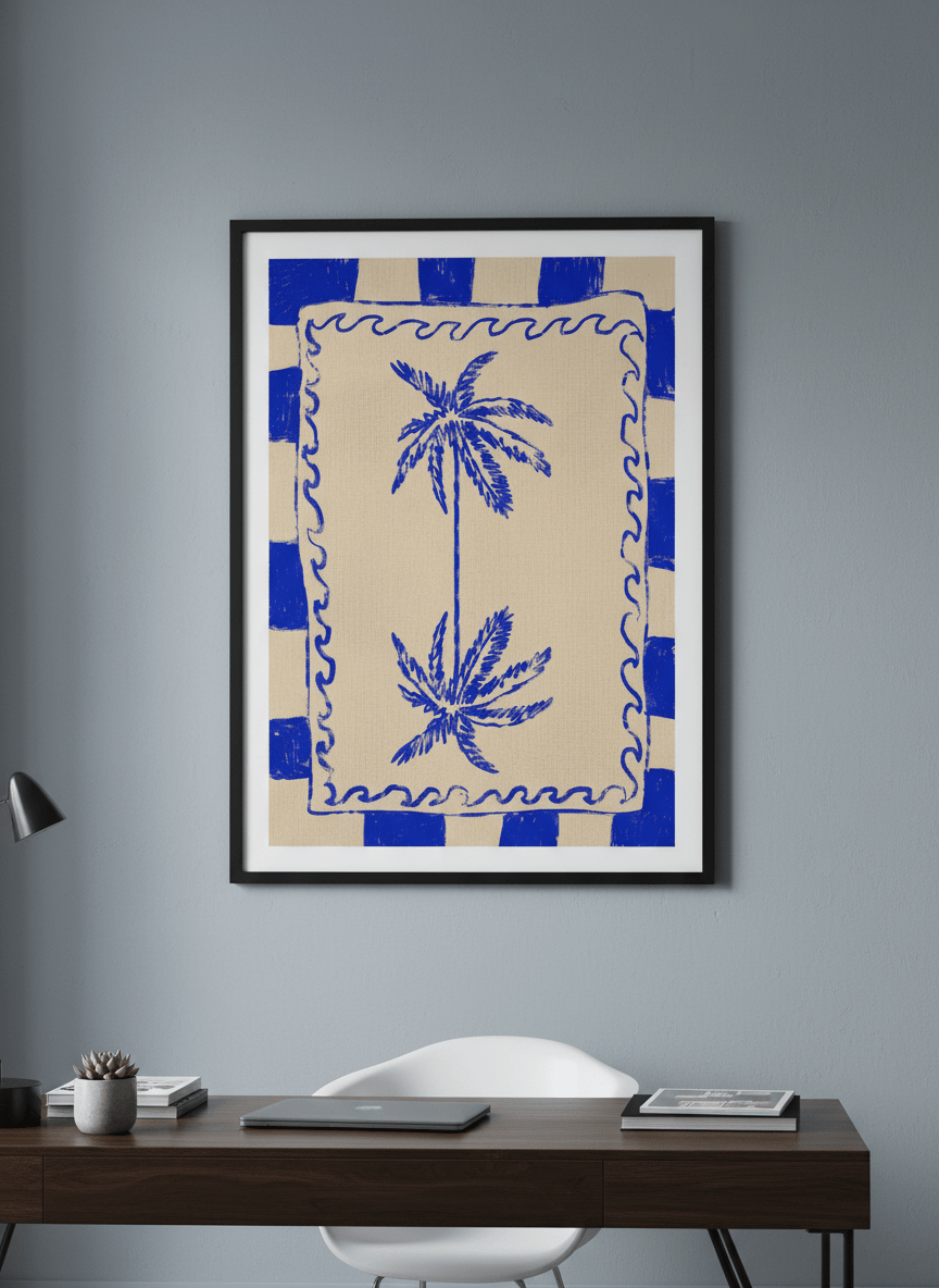 Contemporary wall art featured in a bright modern office workspace