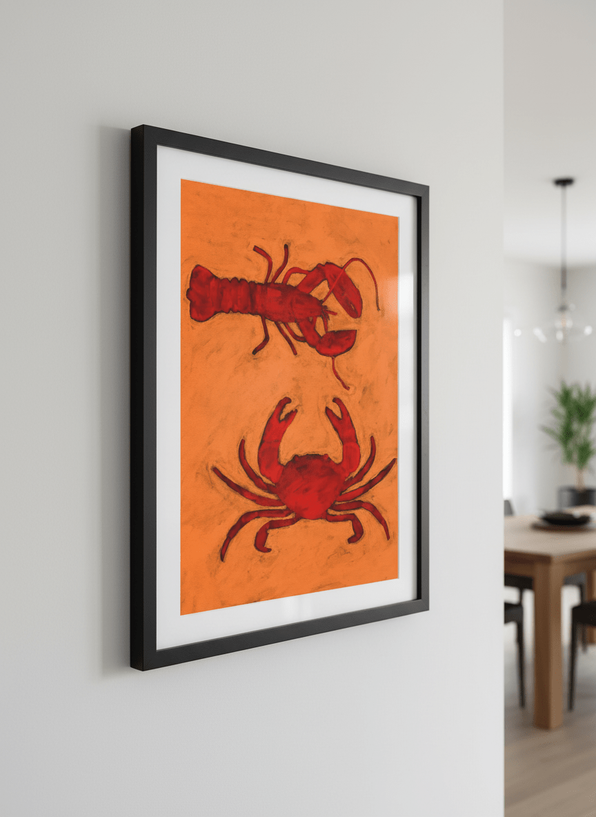 Wall art styled above a dining table in a contemporary home