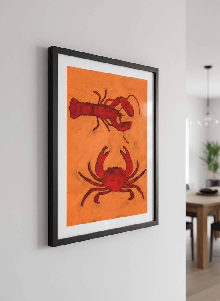 Wall art styled above a dining table in a contemporary home