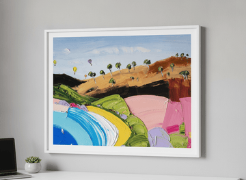 Contemporary wall art featured in a bright modern office workspace