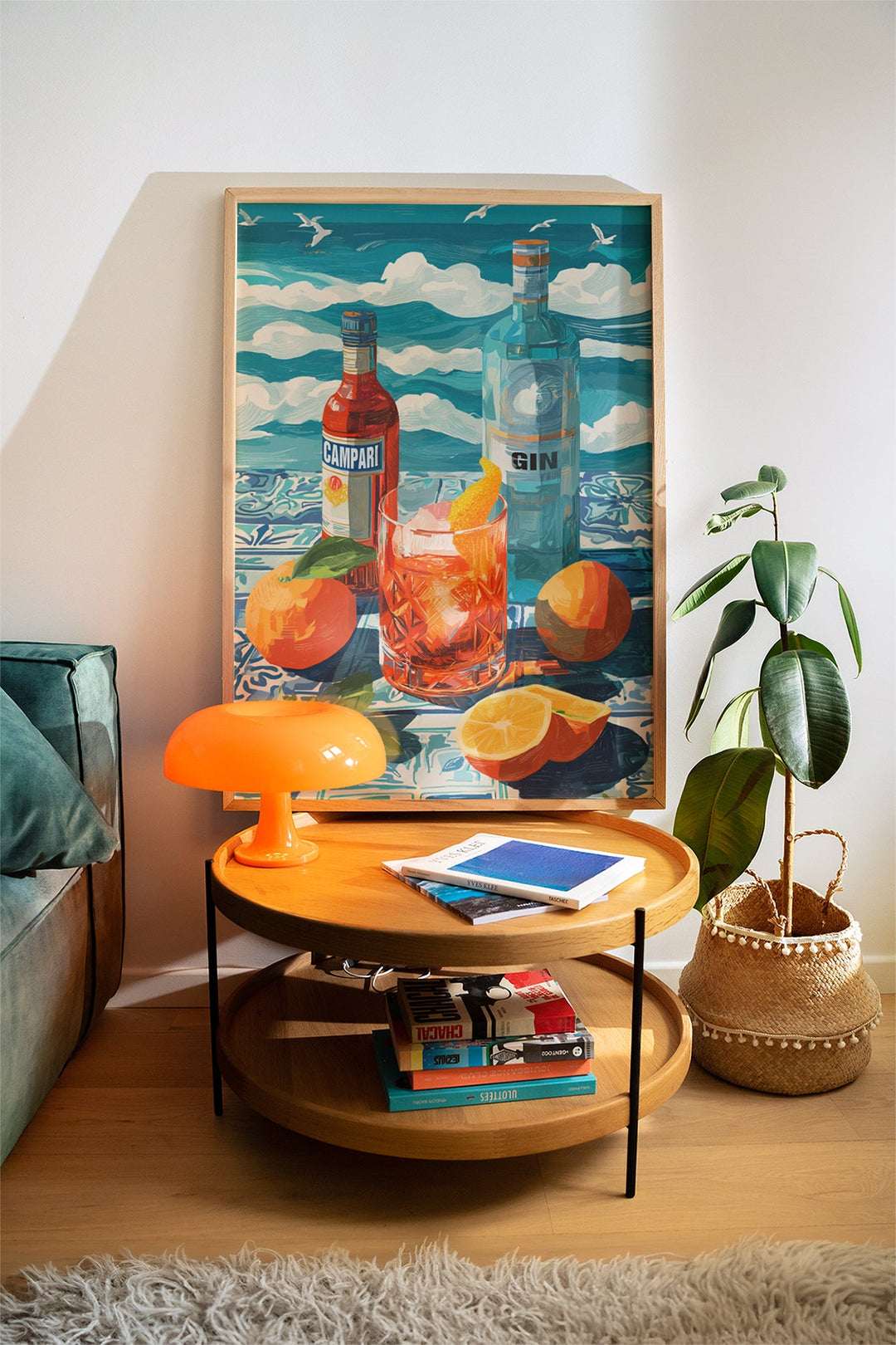 Coastal Negroni Oil Painting Illustration wall - art - picture - poster