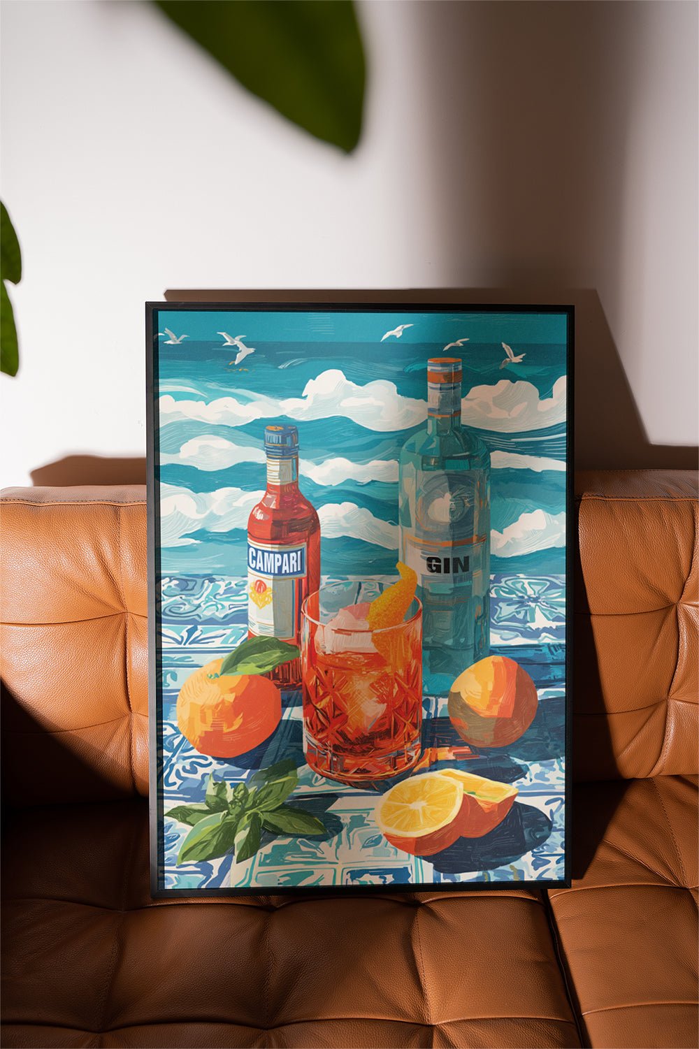 Coastal Negroni Oil Painting Illustration wall - art - picture - poster