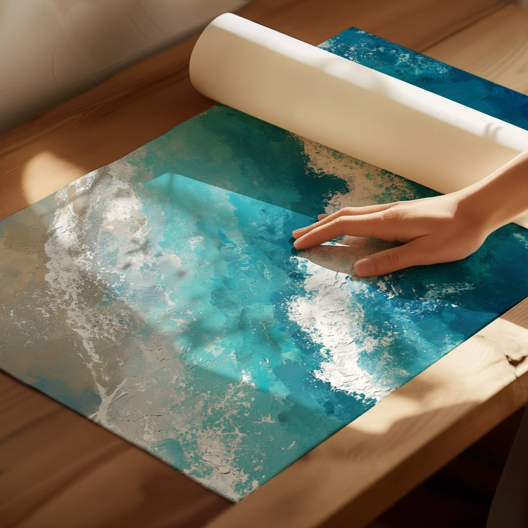 Coastal Rush Oil Illustration Abstract Set of 2 wall - art - picture - poster