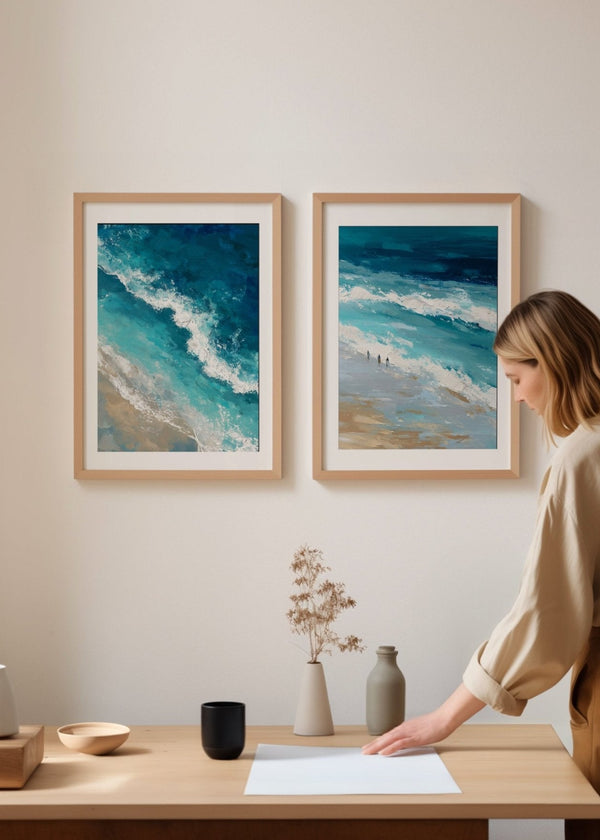 Coastal Rush Oil Illustration Abstract Set of 2