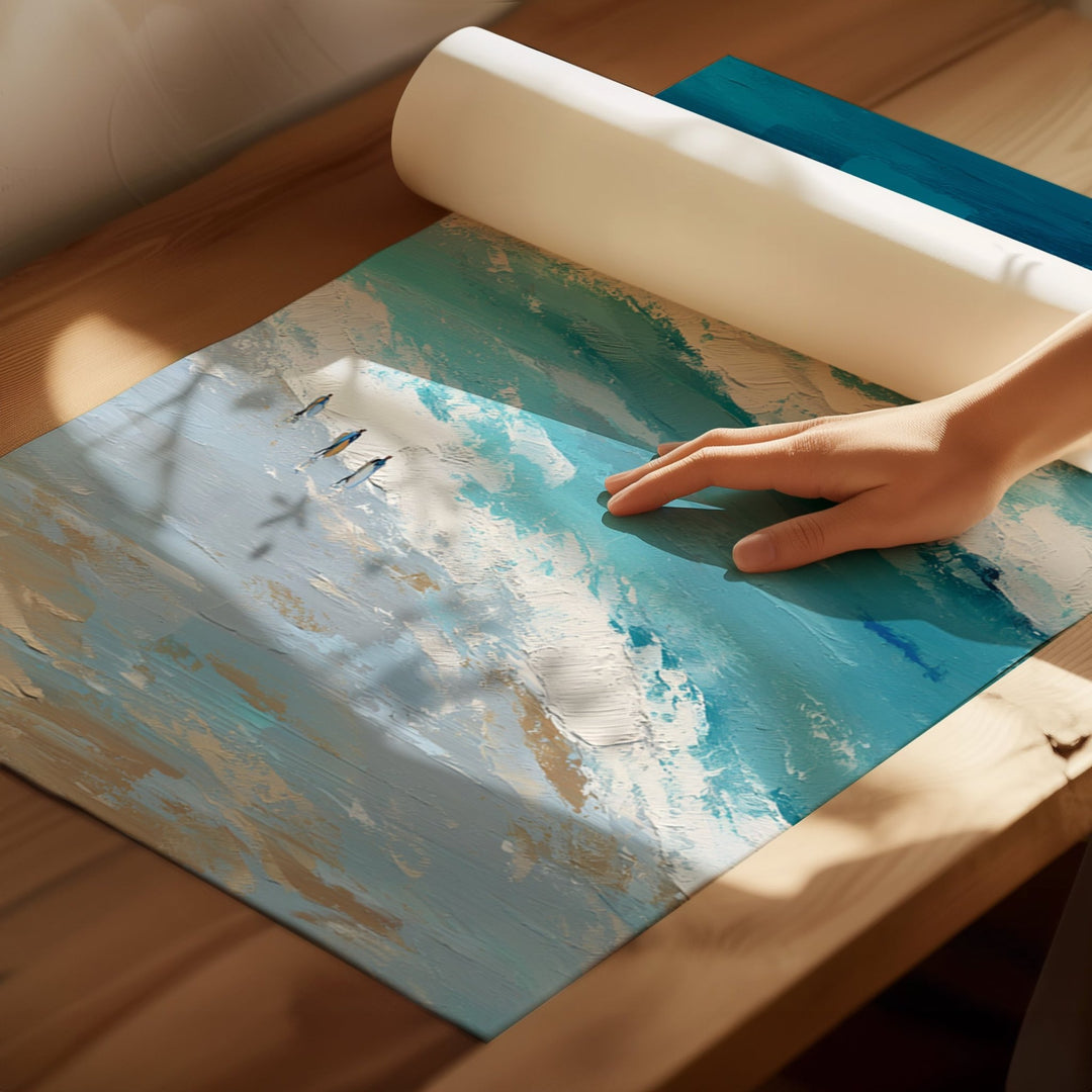 Coastal Rush Oil Illustration Abstract Set of 2 wall - art - picture - poster